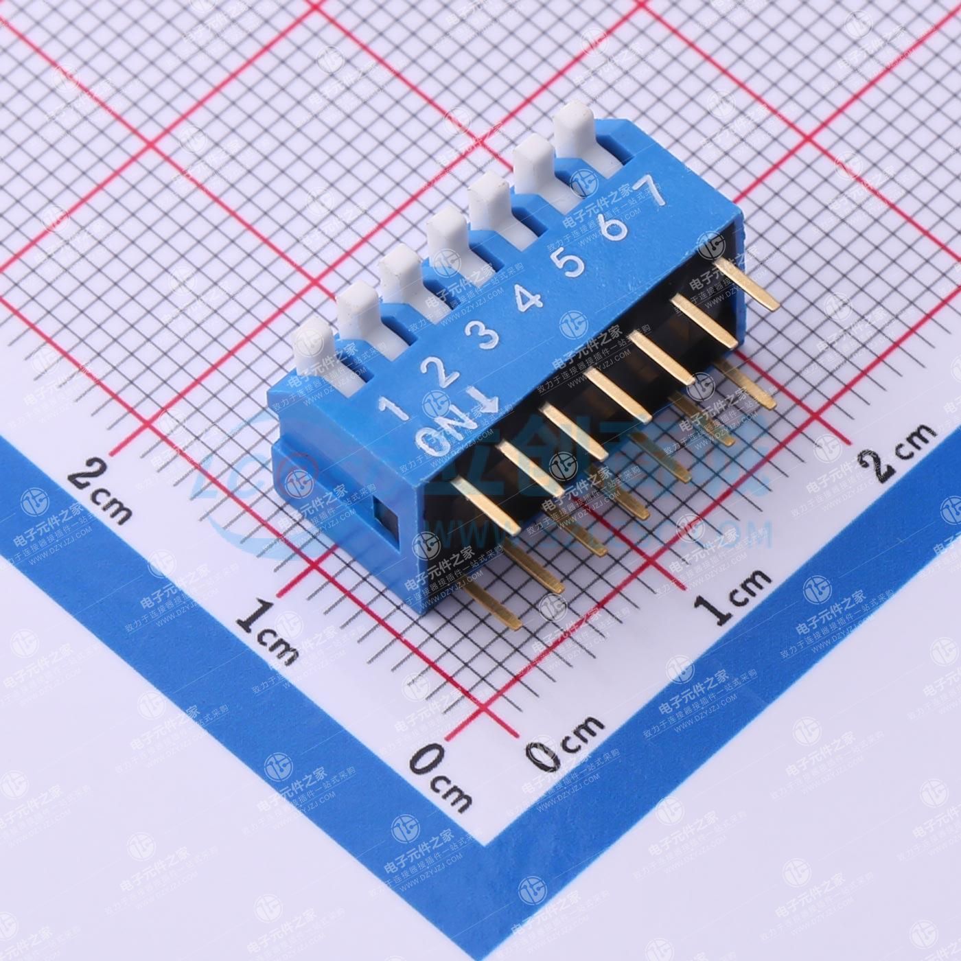 间距2.54mm 琴键7位拨码开关