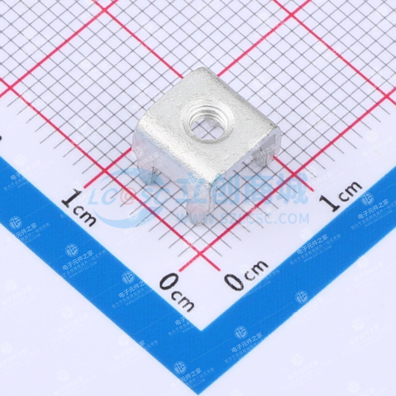 PCB焊接端子抽牙M3 四脚 8.0*8.0*6.8mm T0.8 镀雾锡
