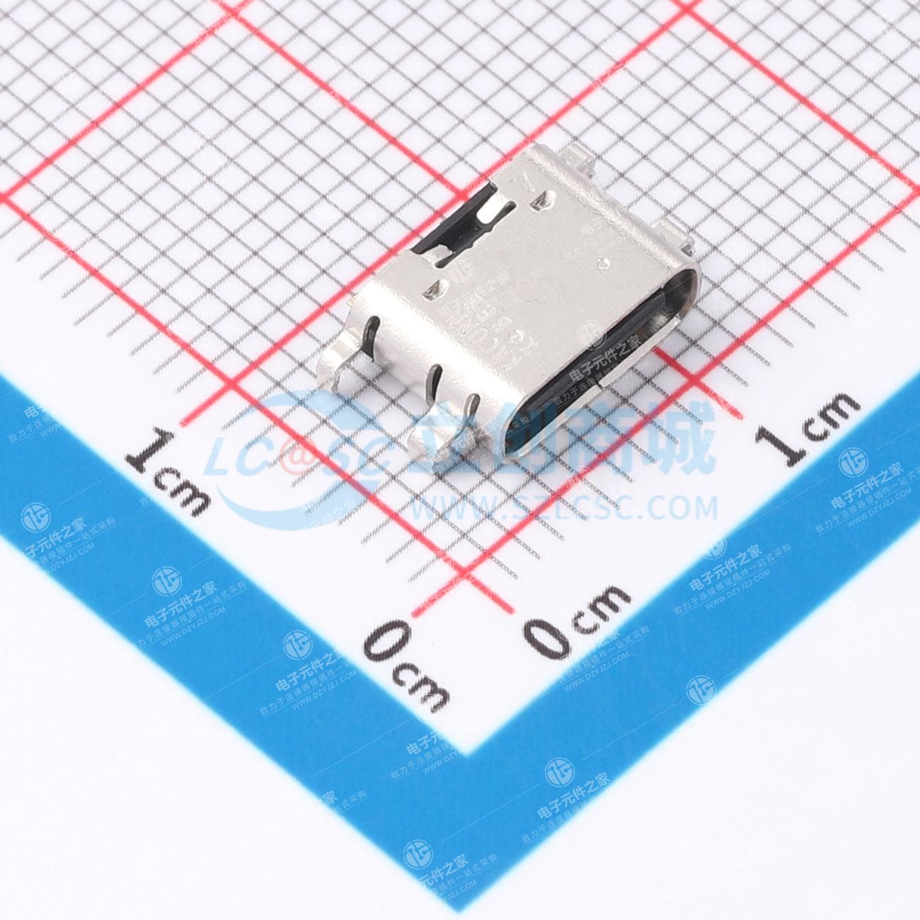 TCR16-22121602-02 (TYPE.C 16PIN 沉板 1.0H Rec 总长6.5MM )