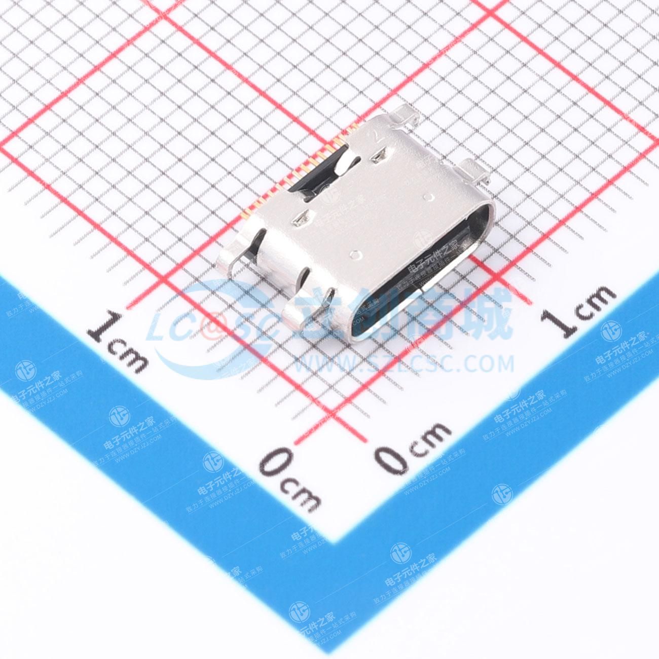 TCR28-14121602-01 (TYPE.C 2.0沉板1.8 16pin（L版本） Rec 总长6.5MM)
