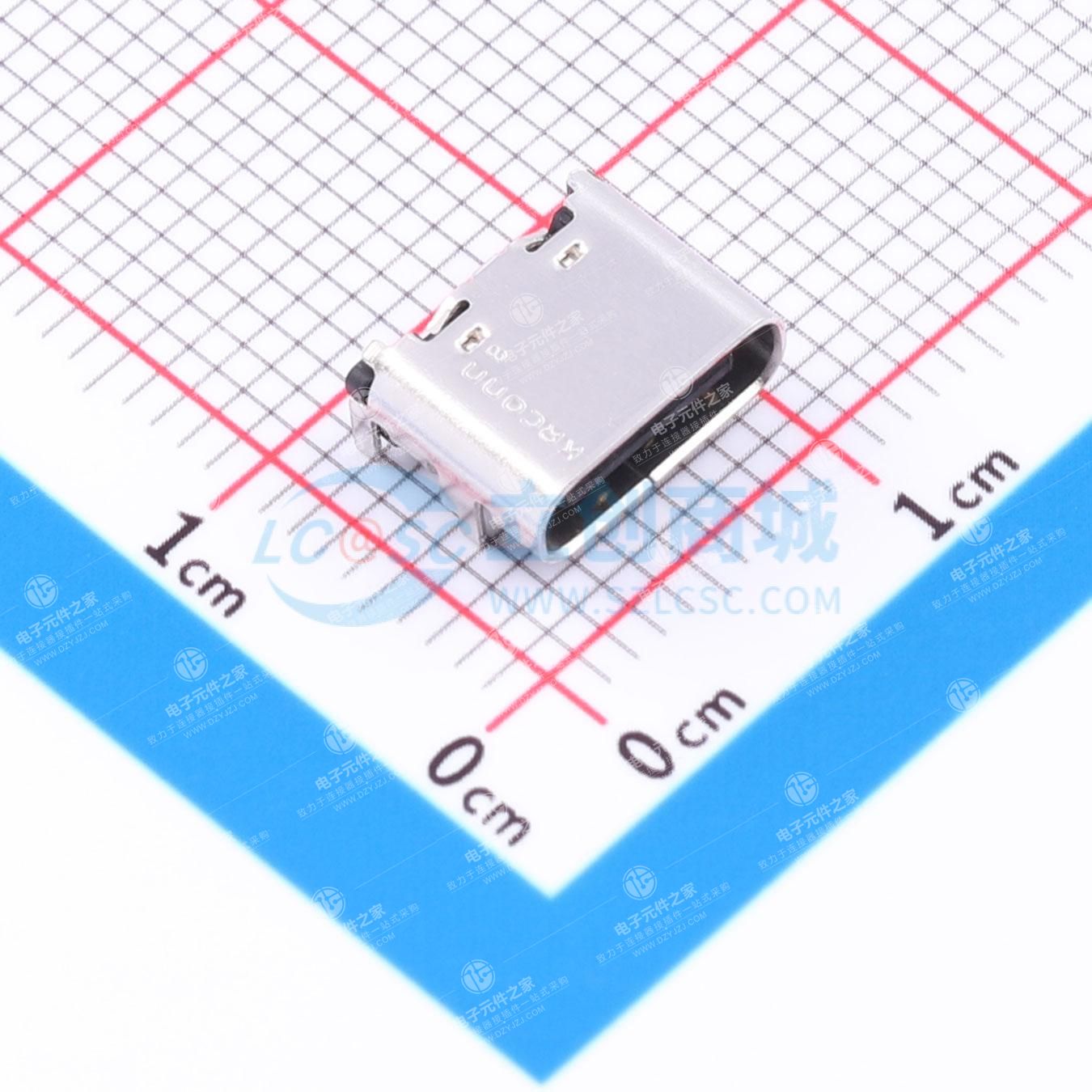 TCR52-32110601-P1 (Type.C 6pin Rec 总长6.9  DIP 1.1mm-1W次寿命,带柱 )