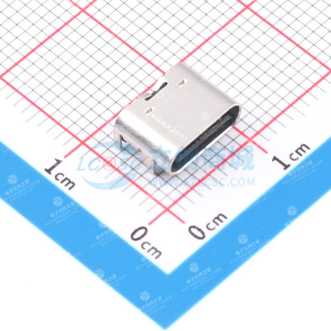 TCR60-32120805-D5 (Type.C 8pin Rec 总长6.9跑道口DIP型 镀金15唛,带激光焊,有LOGO)