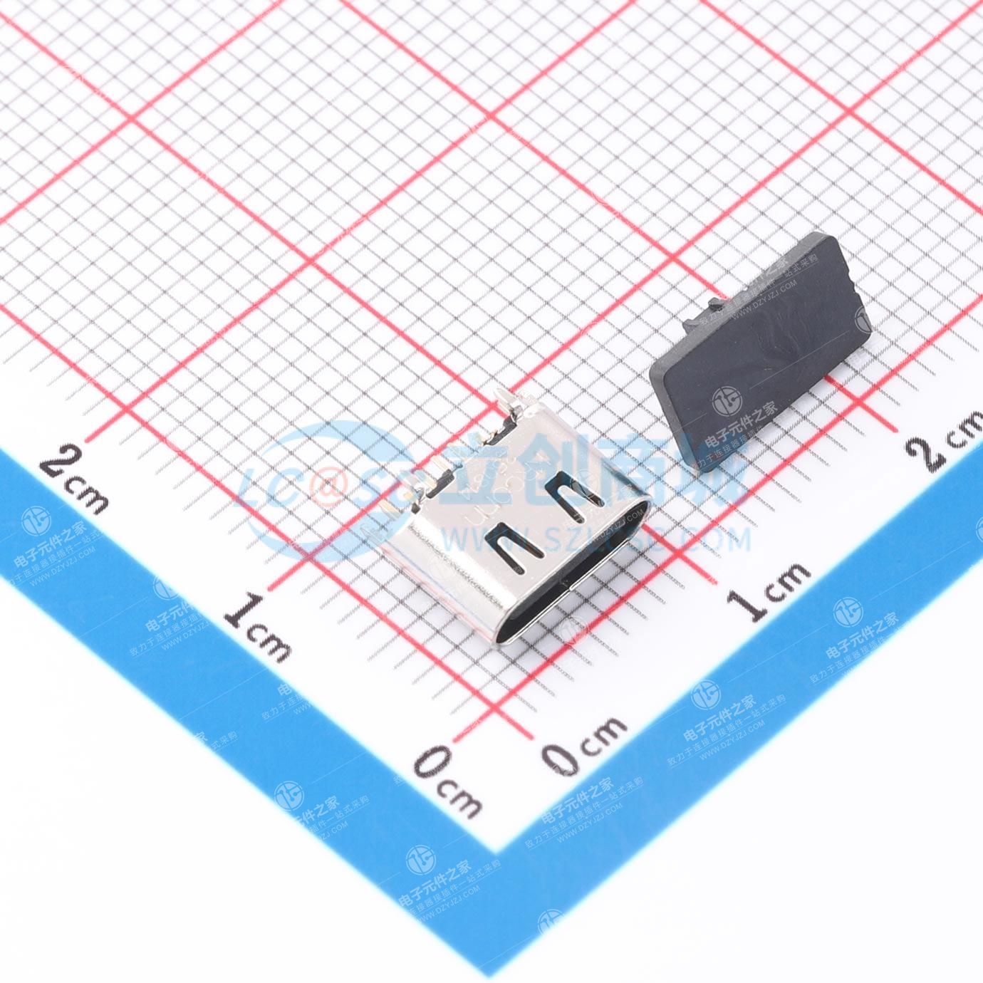 TCR68-61121602-02 Type.C 16PIN H6.1mm 直立式TYPE C DIP+SMT型 镀金3唛(有焊接) 母座