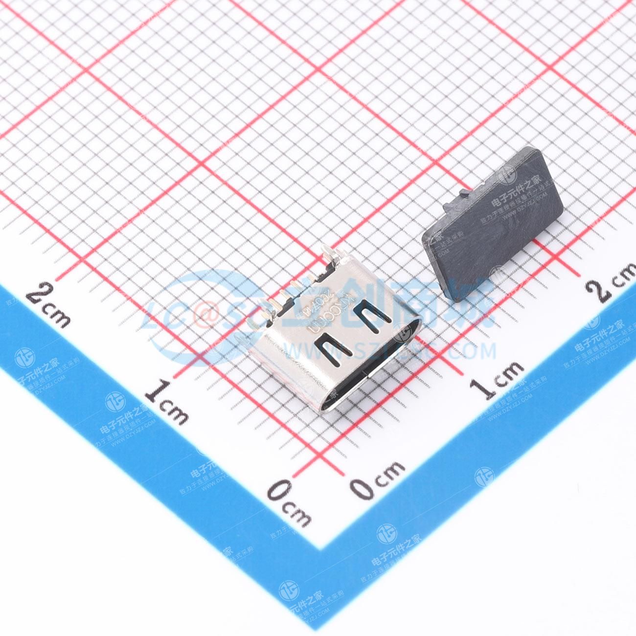 TCR68-61121605-05(Type.C 16PIN H6.1mm 直立式TYPE C DIP+SMT型 （有焊接） 母座)