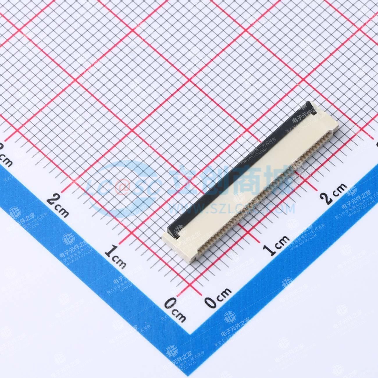 翻盖式(前插后翻) 双侧触点/上下接 P数:45P 间距:0.5mm