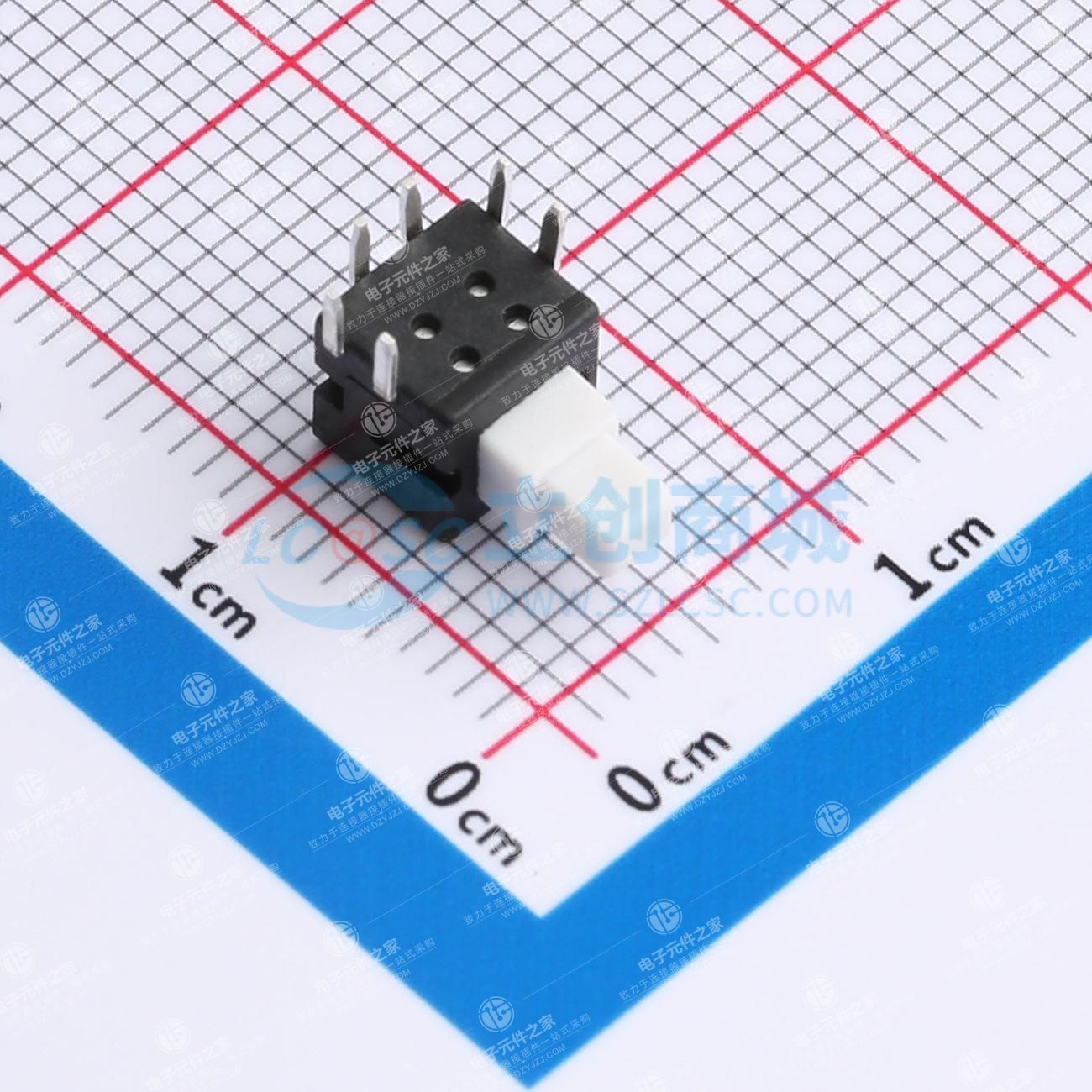 自锁开关5.8*5.8*9.9有声有锁插件六脚DIP按键开关带锁6P脚