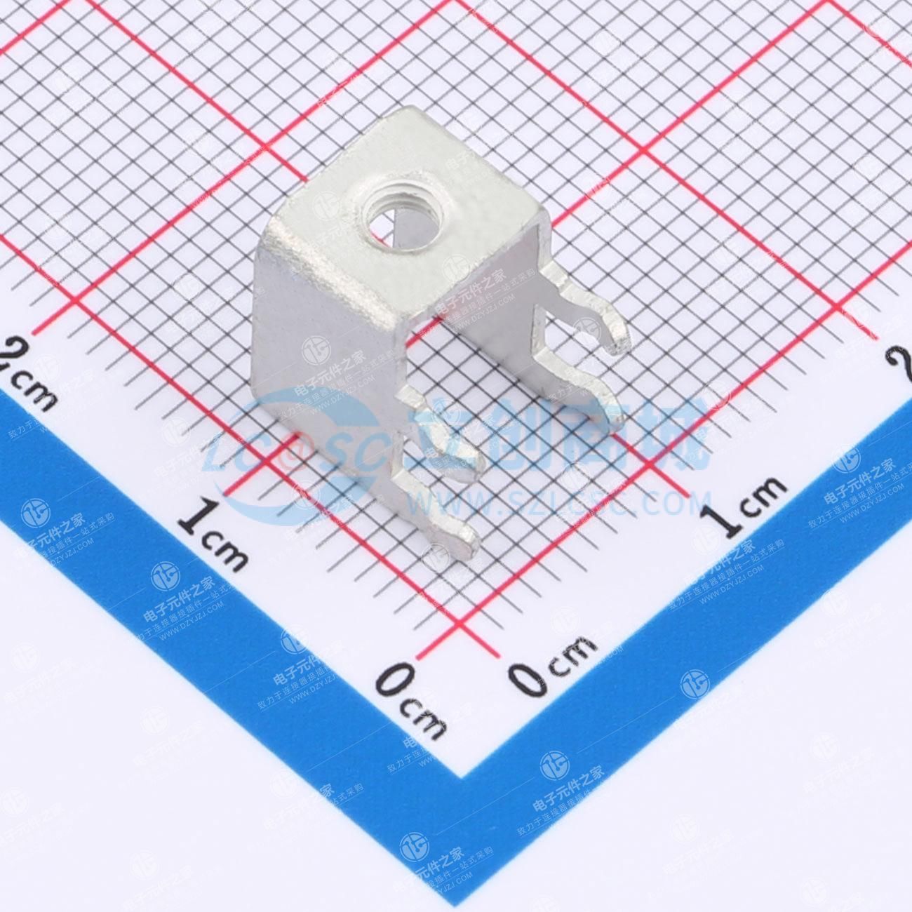 PCB焊接端子抽牙侧插M3 四脚 8.5*11.2*11.2mm T0.8 镀雾锡