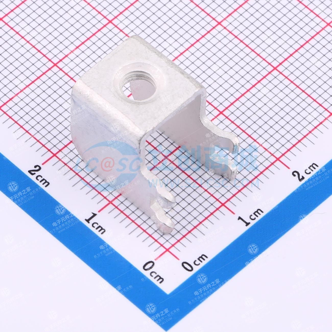 PCB焊接端子抽牙侧插M5 四脚 13*18*15mm T1.2 镀雾锡