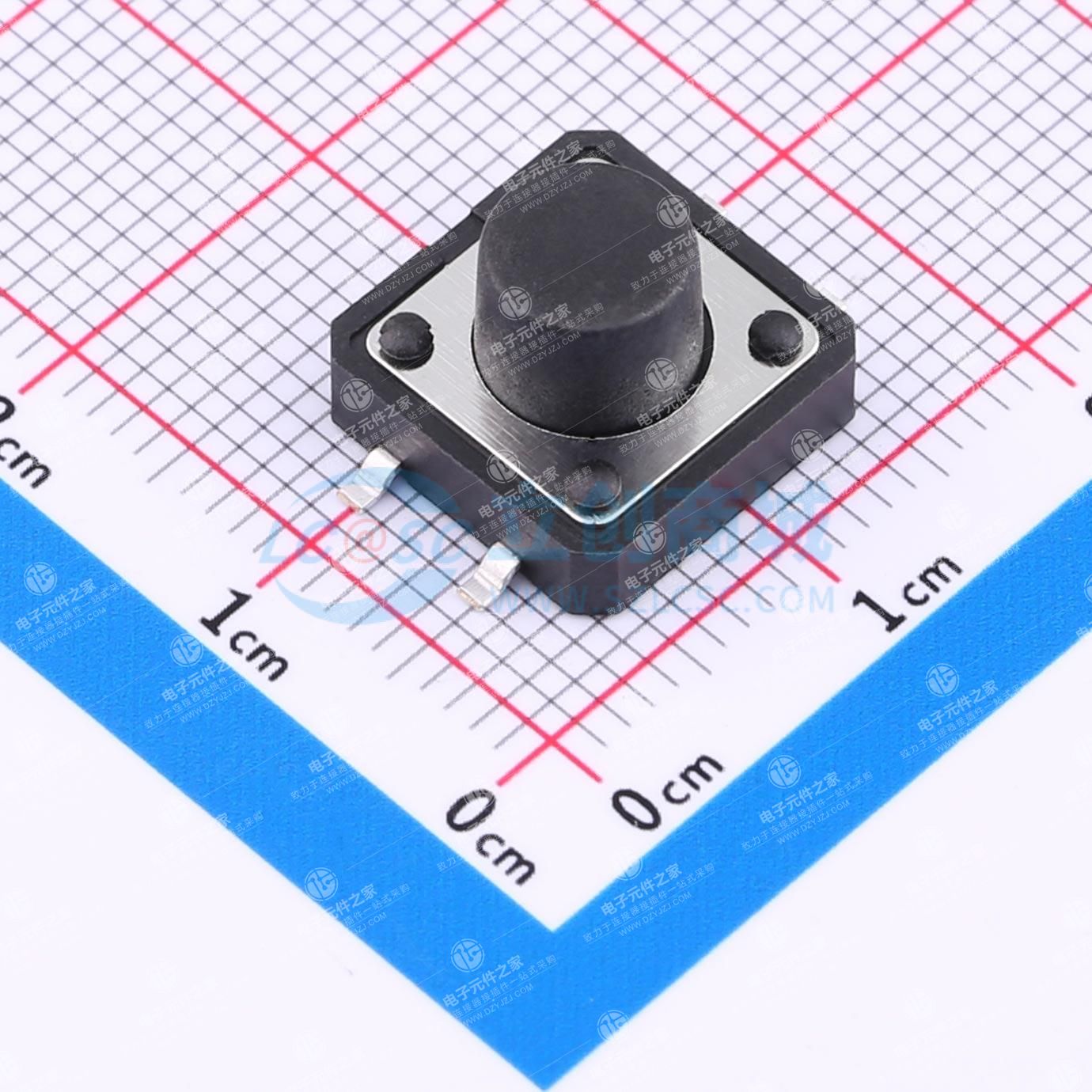 12*12*8mm 立贴轻触开关 黑色 弹力250gf 编带