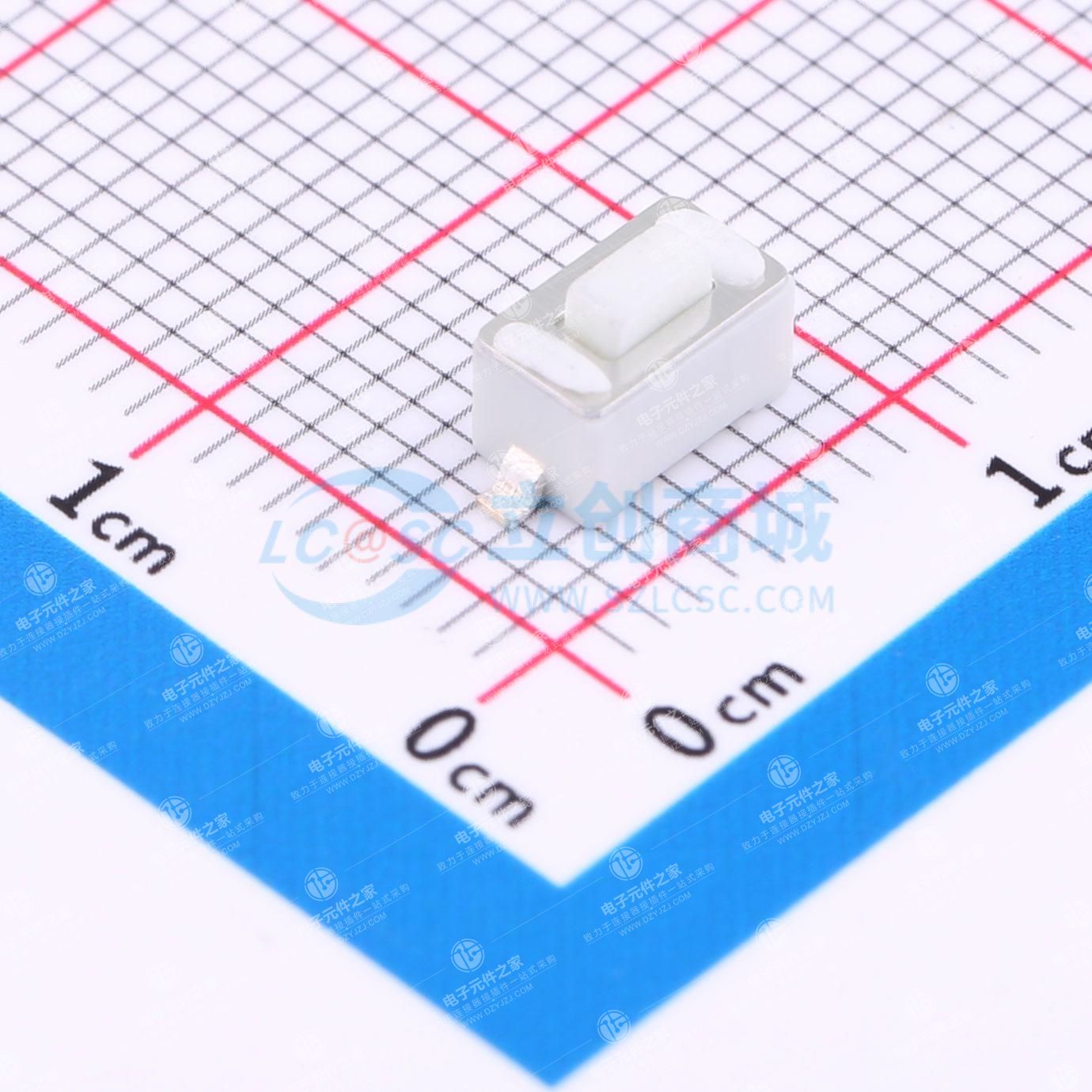 3*6*4.3mm 白色立贴轻触开关 脚长8.0mm  弹力250gf