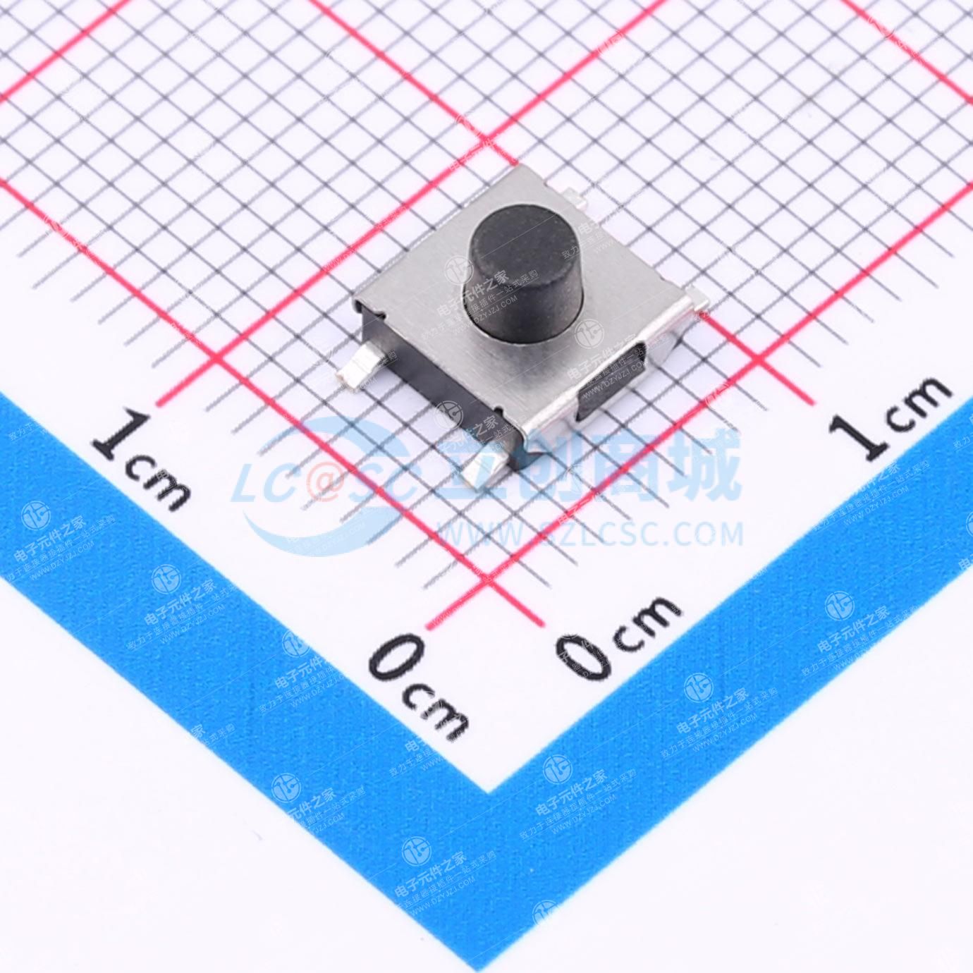 6*6*4.3mm 平座四脚轻触开关 黑柄 弹力250gf 编带