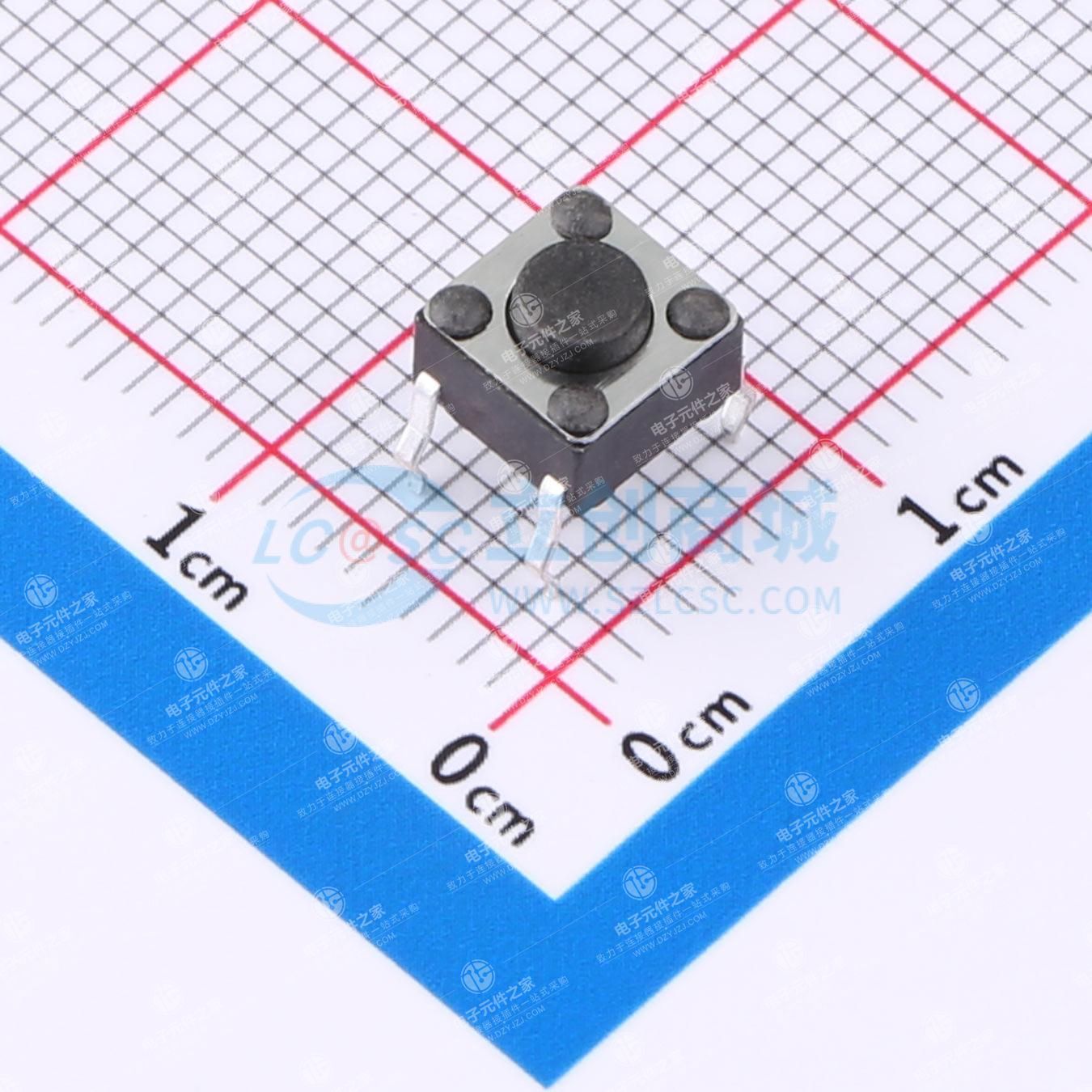 6*6*4.5mm 插脚轻触开关 黑色 4脚 弹力250gf 袋装