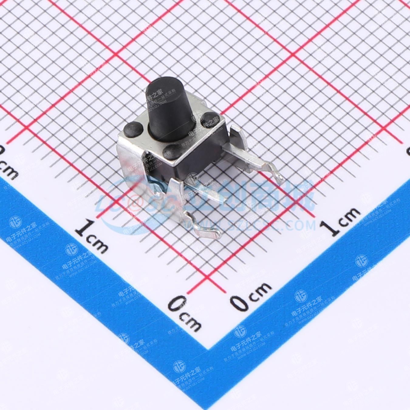 6*6*7.5mm 侧按插脚 轻触开关 黑色 4脚 弹力250gf 袋装