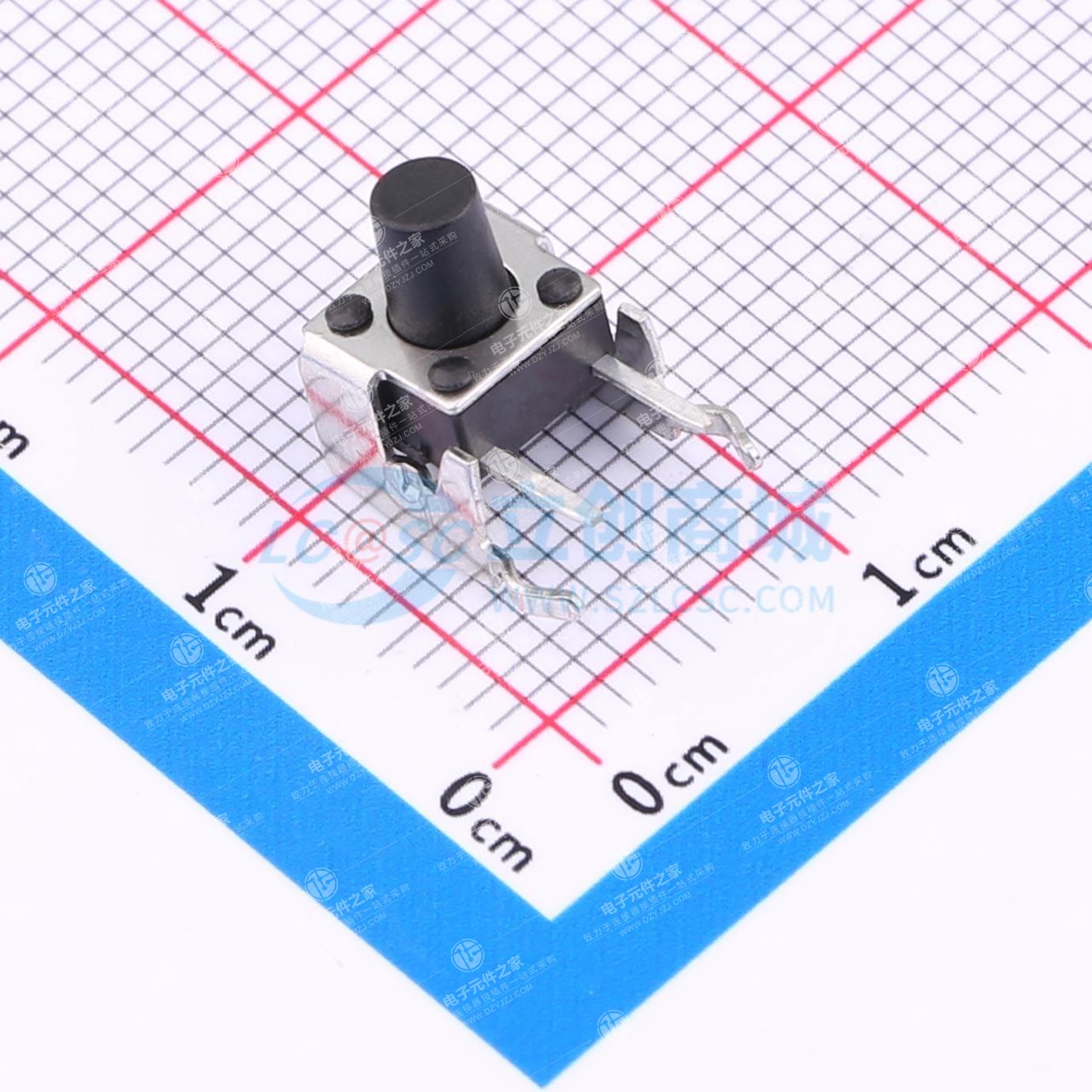 6*6*8mm 侧按插脚 轻触开关  黑色 4脚 弹力250gf