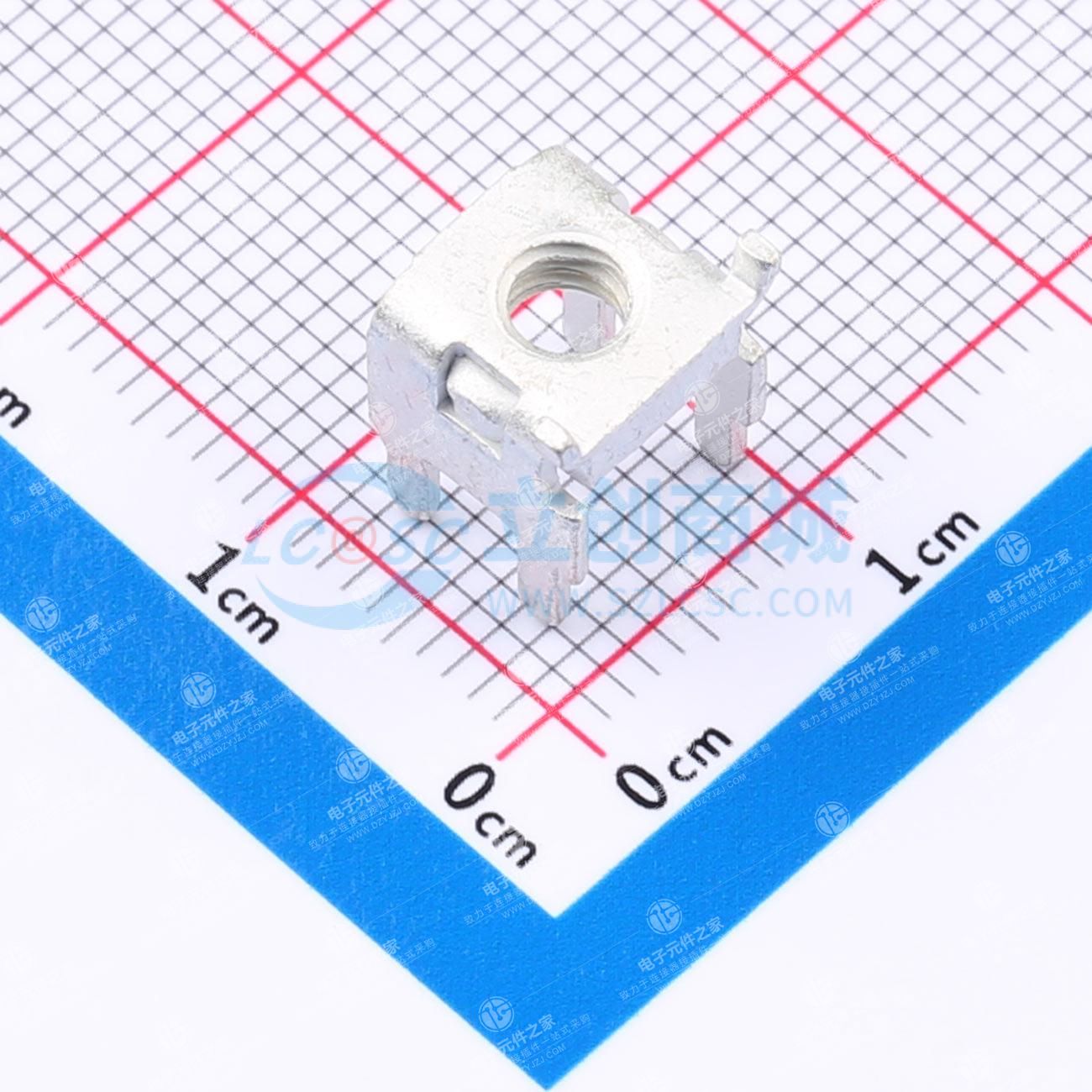 PCB焊接端子铆垫片防接线扭动M4 四脚 8.0*8.0*10mm T0.8 镀雾锡