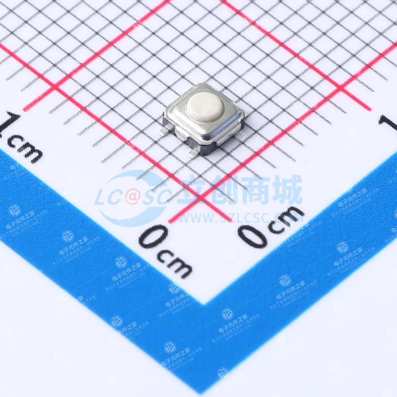 点击查看大图 3X3/平脚/1.5H/180gf/黑底LCP白钮/不带接地/双簧/编带