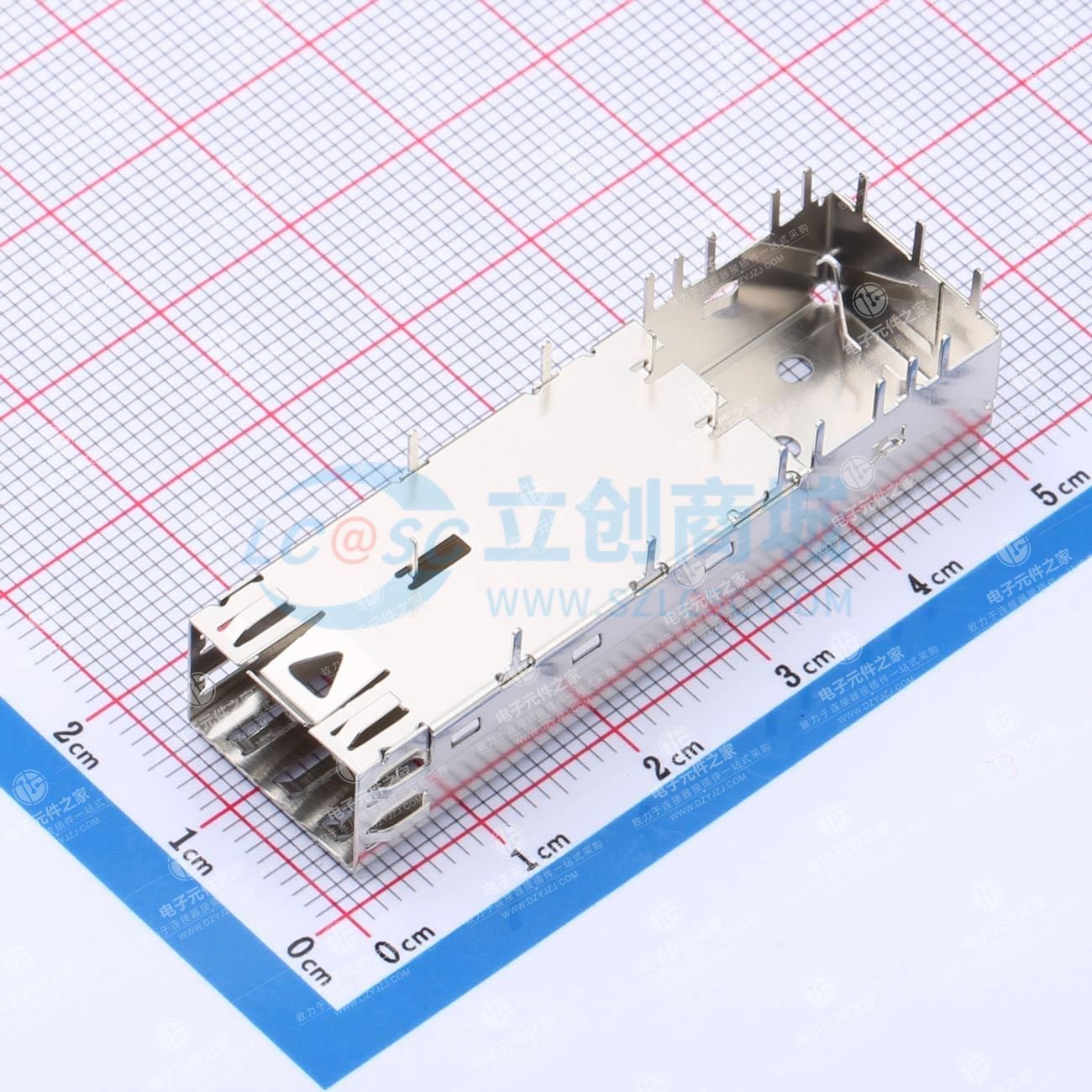 连接器 SFP CAGE 1x1 通孔焊接式 千兆光纤笼子 光纤屏蔽罩 光纤笼子 引脚长度L3.2