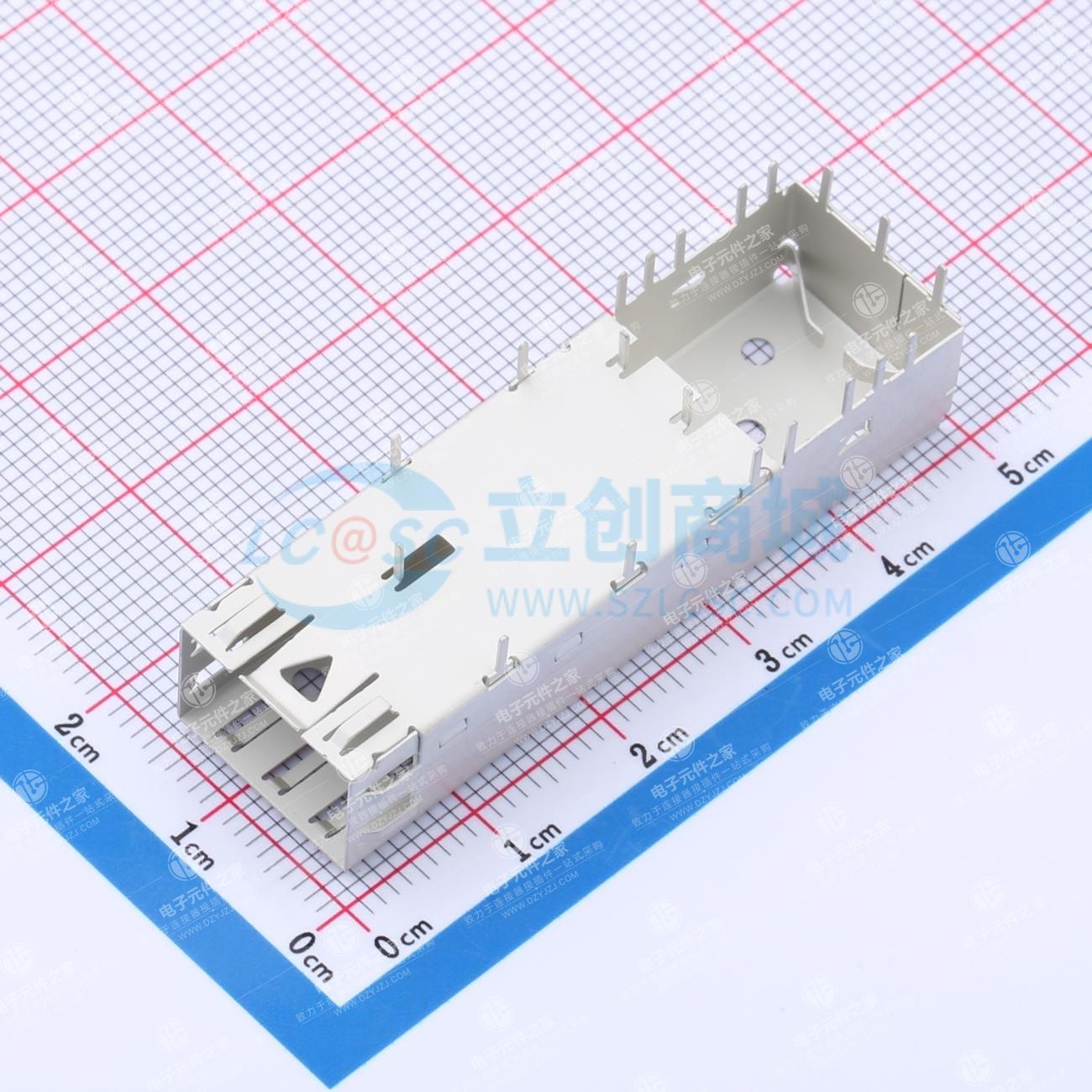 连接器 SFP CAGE 1x1 通孔焊接式 千兆光纤笼子 光纤屏蔽罩 光纤笼子 表面雾锡 引脚长度L3.2