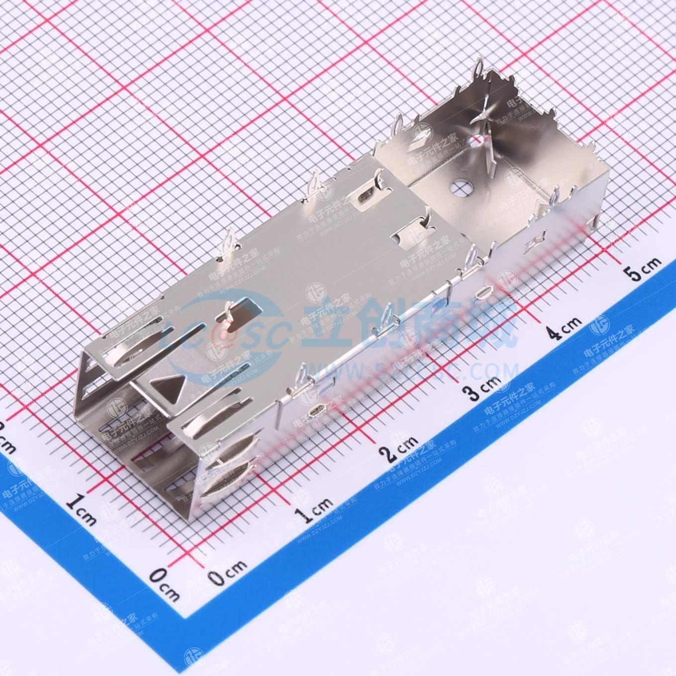 连接器 SFP CAGE 1x1 免焊压接式 千兆光纤笼子 光纤屏蔽罩 光纤笼子 引脚长度L3.05