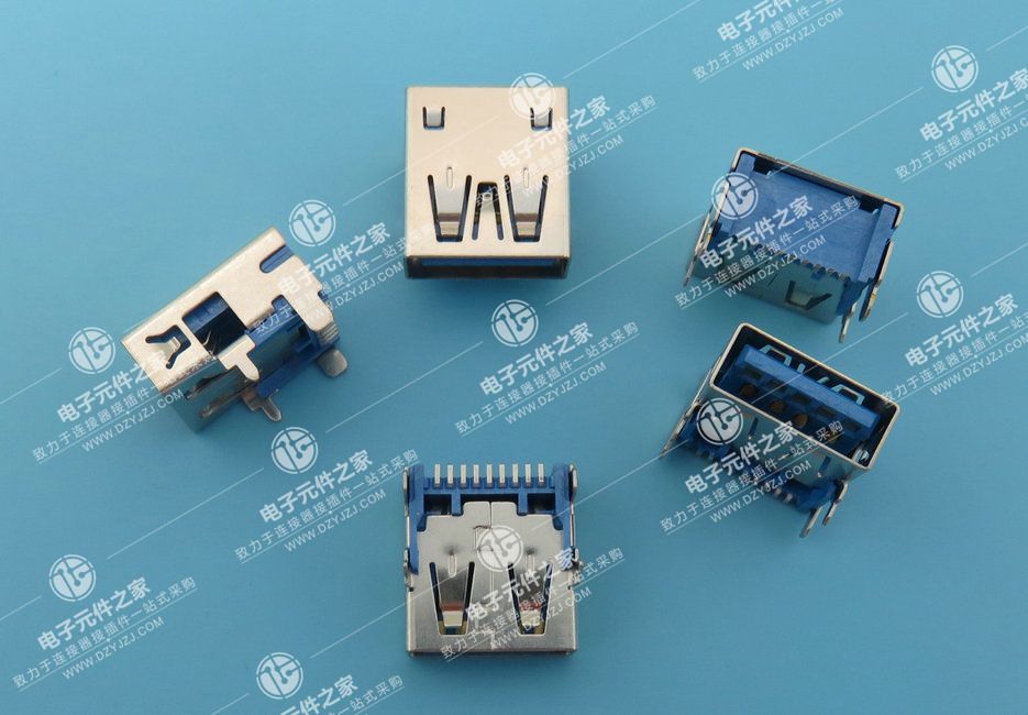 USB 3.0 AF 短体SMT 无卷边 L=14.25 外壳四脚DIP