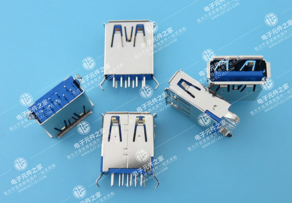 USB 3.0 AF 180°DIP 有卷边 体长15.0