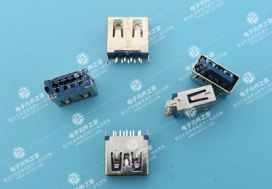 USB 3.0 AF 180°DIP 无卷边直脚 体长11.5