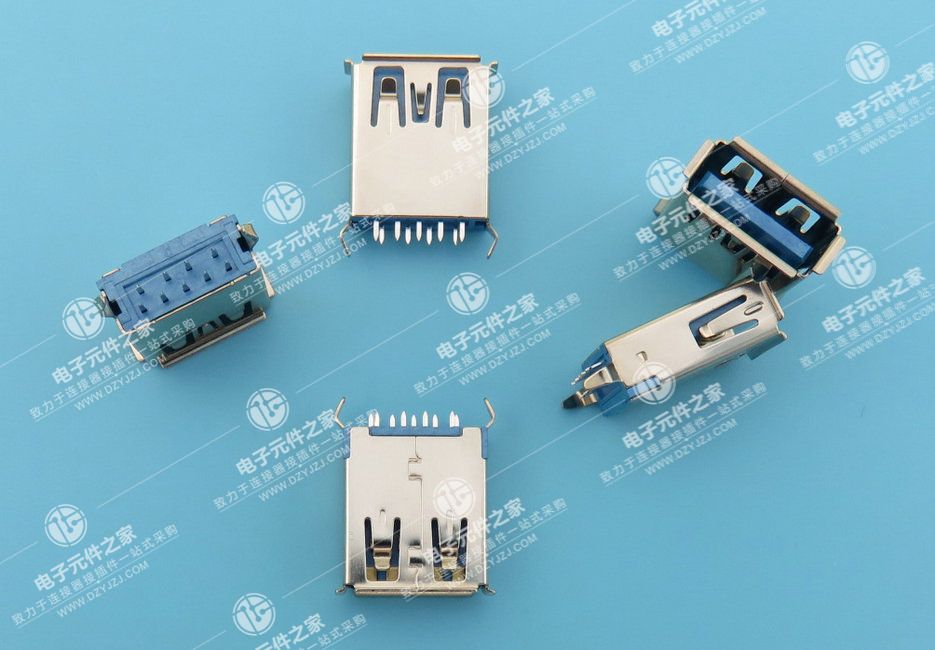 USB 3.0 AF 180°DIP 有卷边 体长15.0