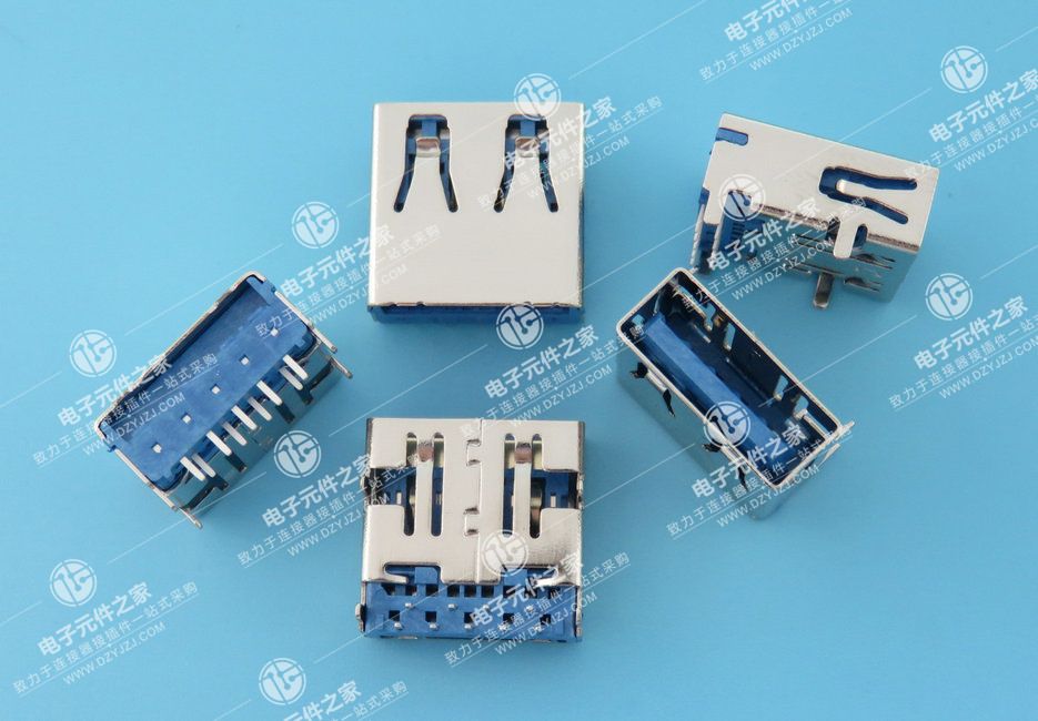 USB 3.0 AF 90°板上DIP 无卷边