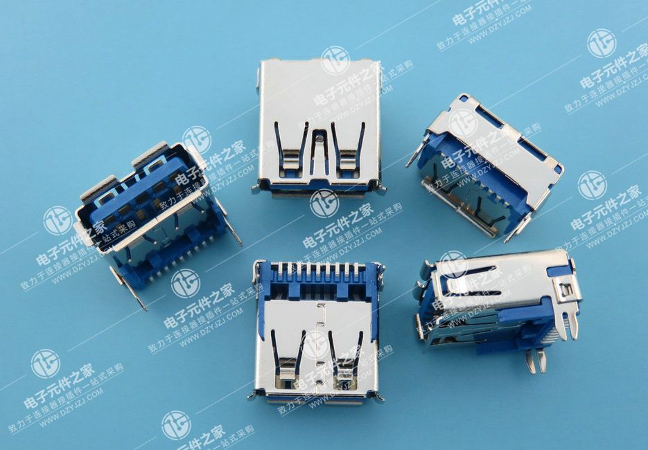 USB 3.0 AF 短体SMT 外壳DIP 有边