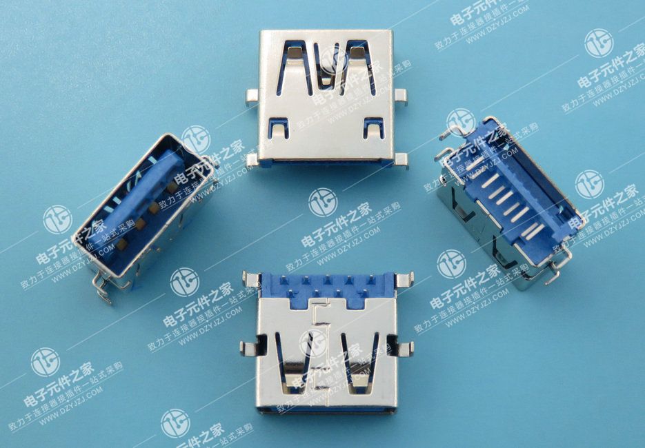 USB 3.0 AF沉板 端子双排90°DIP 无卷边