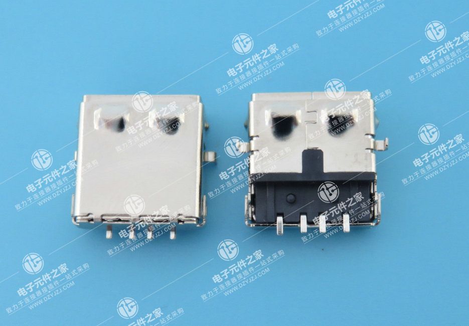 USB AF 双壳沉板 外壳DIP 端子SMT 带柱