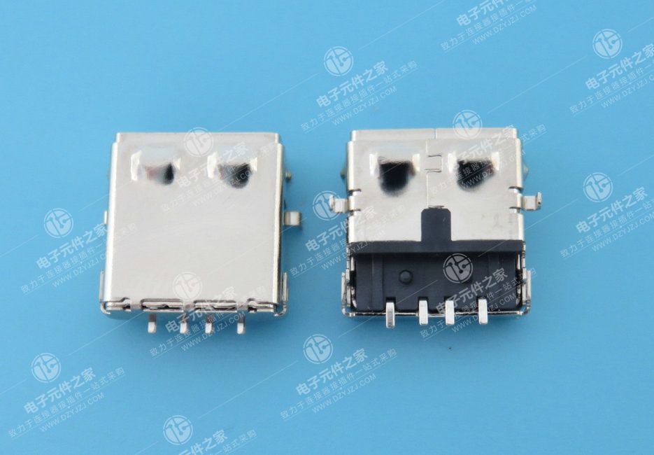 USB AF 双壳沉板 外壳DIP 端子SMT 带柱