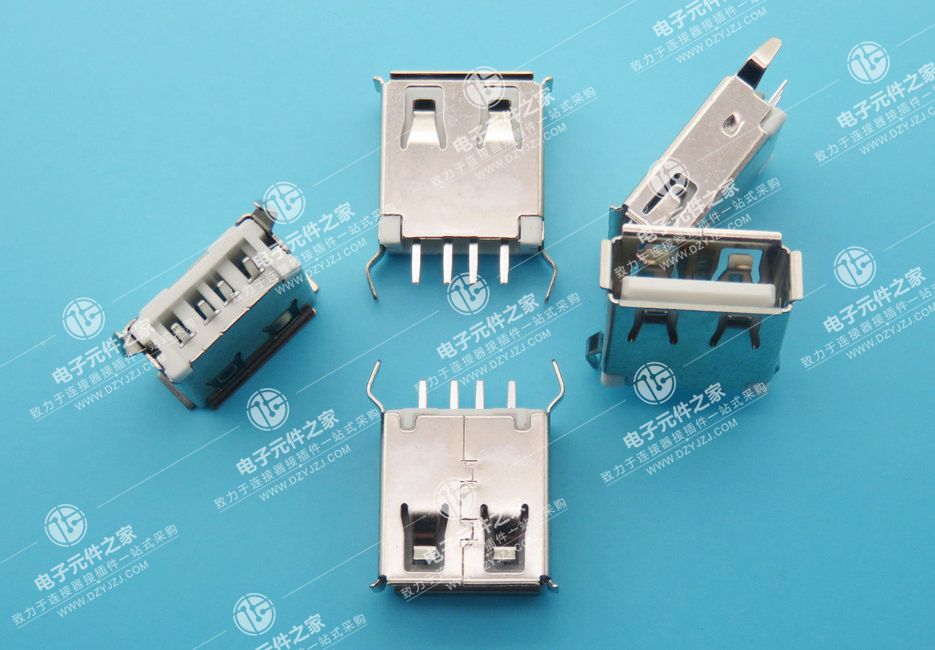 USB AF 180°DIP 13.7 弯脚有卷边