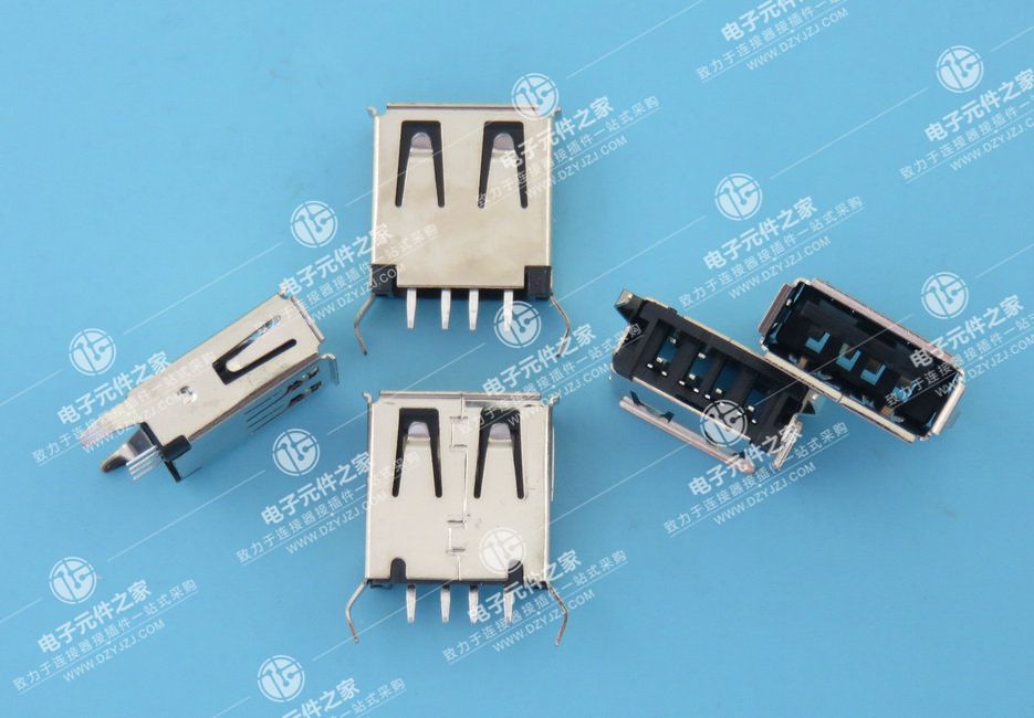 USB AF 180°DIP 13.7 弯脚有卷边