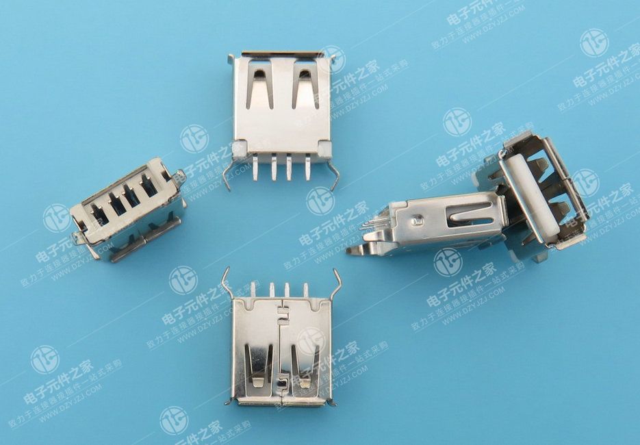 USB AF 180°DIP 13.7 弯脚有卷边