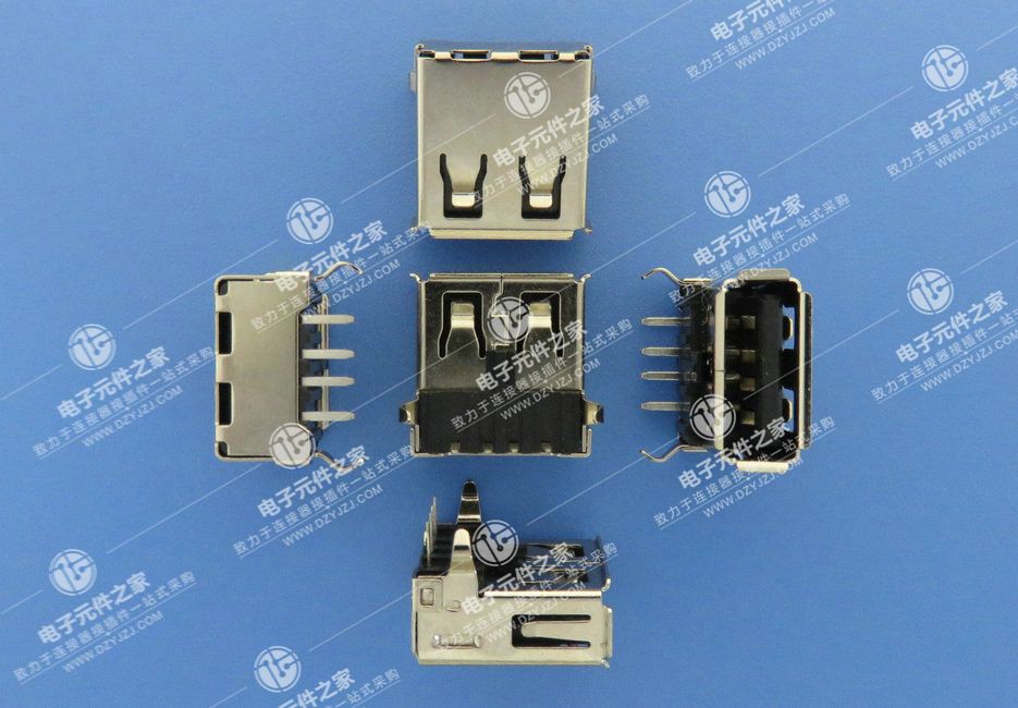 USB AF 90°DIP T型弯脚 带后盖 黑胶