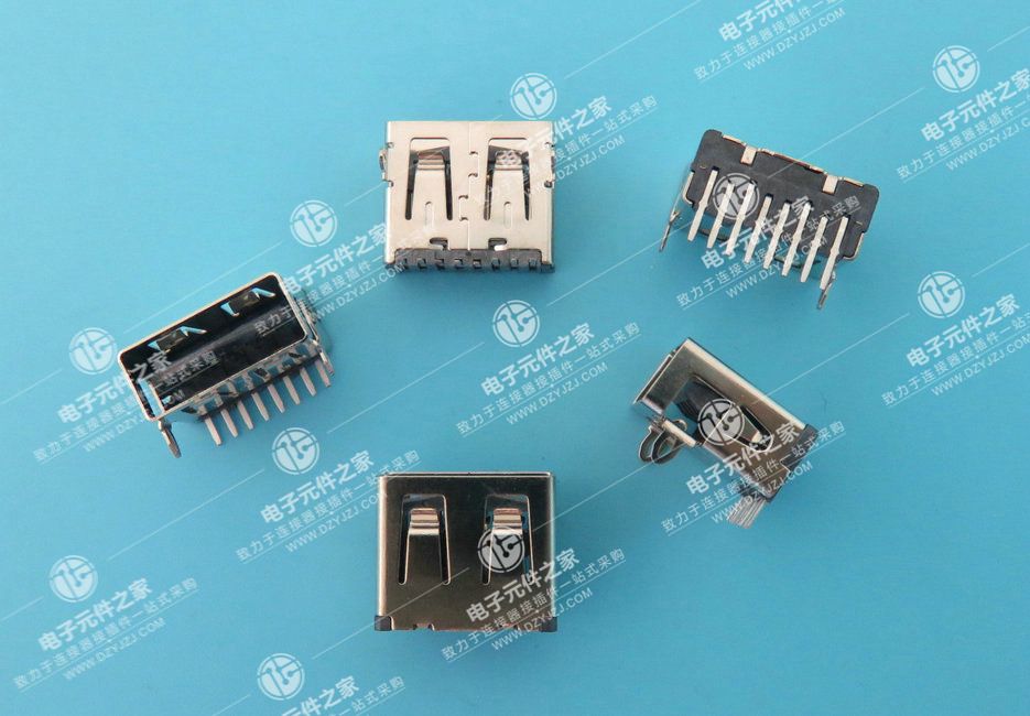 USB AF 90°DIP 8P 无卷边