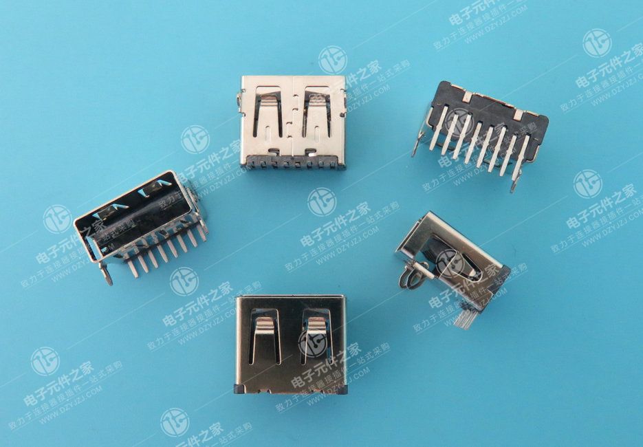 USB AF 90°DIP 8P 无卷边
