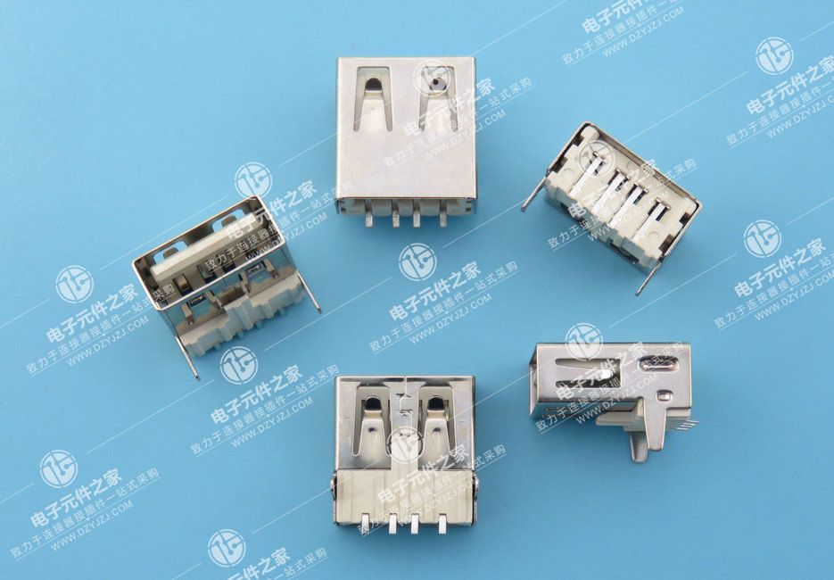 USB AF 90°DIP T型 直脚端子贴片 无卷边