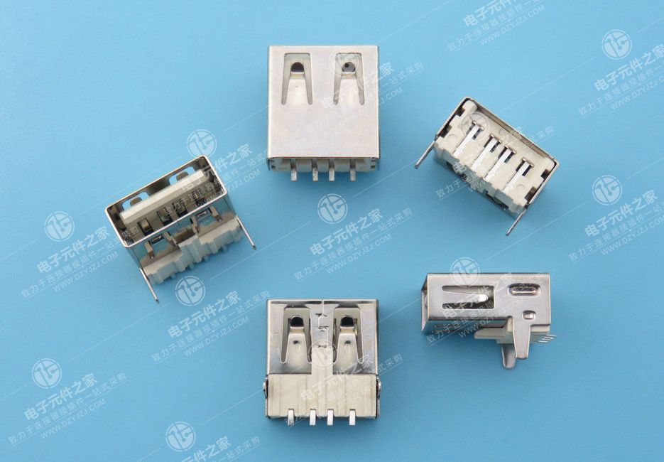USB AF 90°DIP T型 直脚端子贴片 无卷边