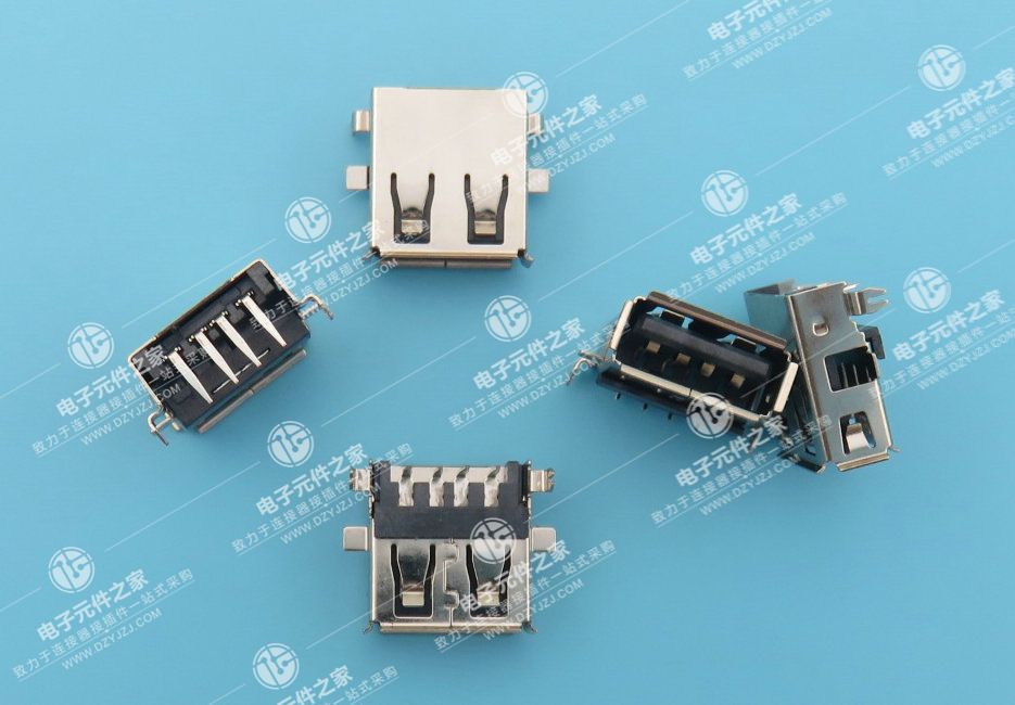 USB AF 90°DIP沉板板上4.9 有卷边