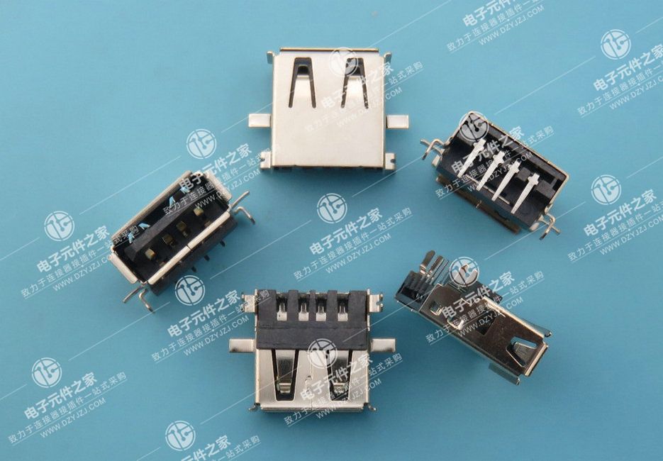 USB AF 90°DIP沉板板上4.9 有卷边