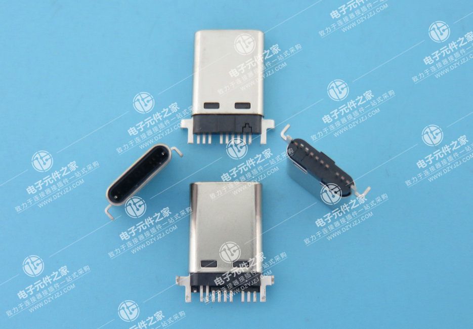 USB TYPE C 公座9P 沉板常规卡勾带插脚（拉伸壳）