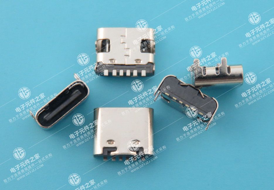 USB TYPE C 母座板上6P SMT单排 无弹