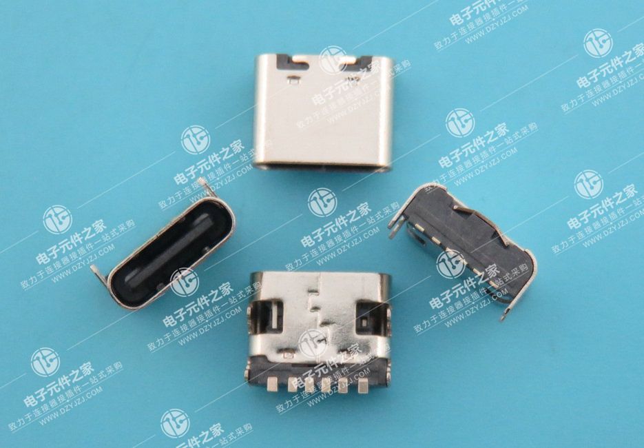 USB TYPE C 母座板上6P SMT单排 无弹