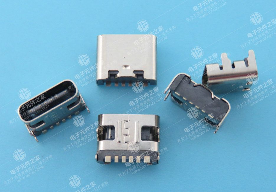 USB TYPE C 母座板上6P SMT单排 无弹