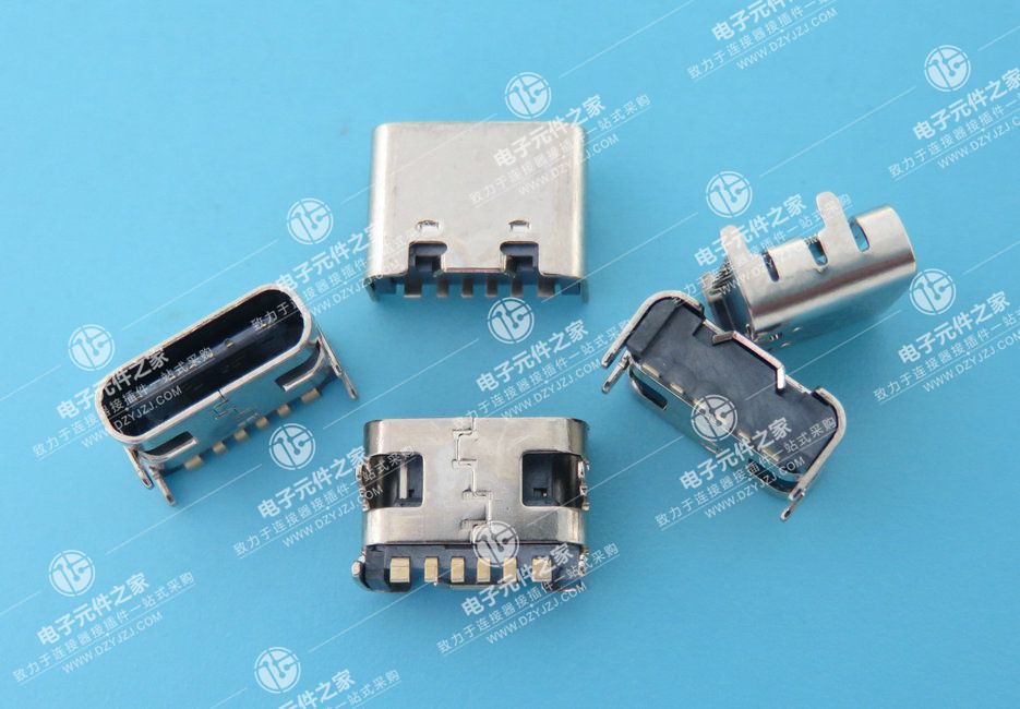 USB TYPE C 母座板上6P SMT单排 无弹