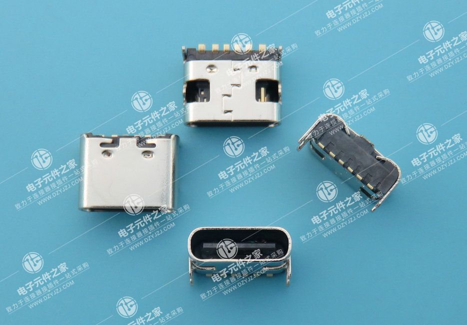 USB TYPE C 母座板上6P SMT单排 无弹