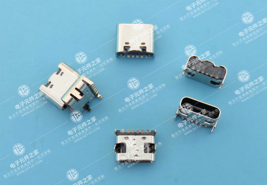 USB TYPE C 母座板上6P SMT单排 无弹