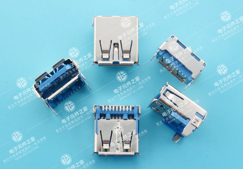 USB 3.0 AF 短体SMT 外壳DIP 有边